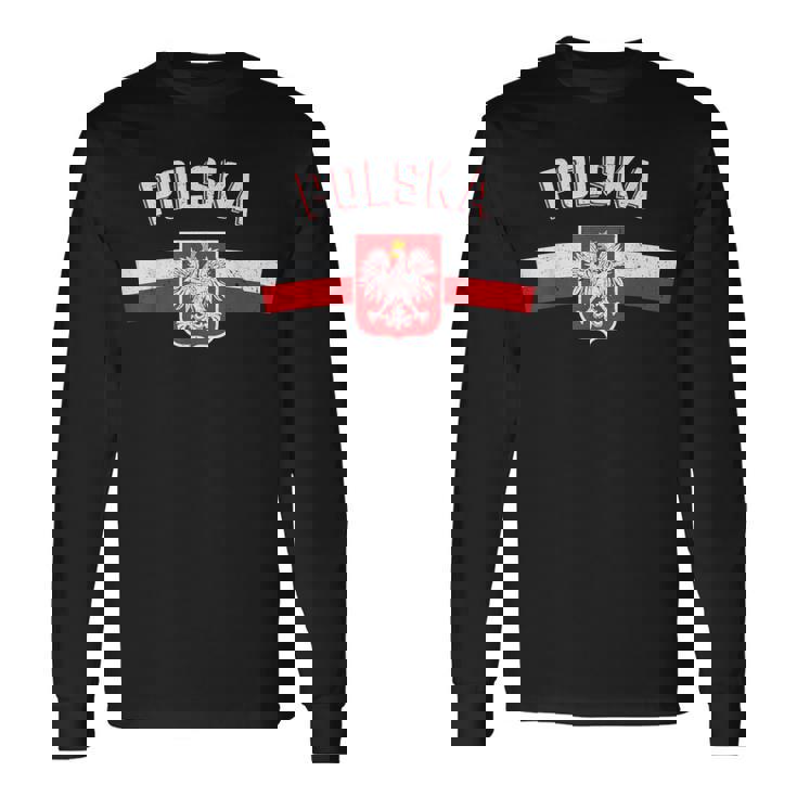 ポーランド 鷲の旗 ポーランドのためのレトロ 長袖Tシャツ