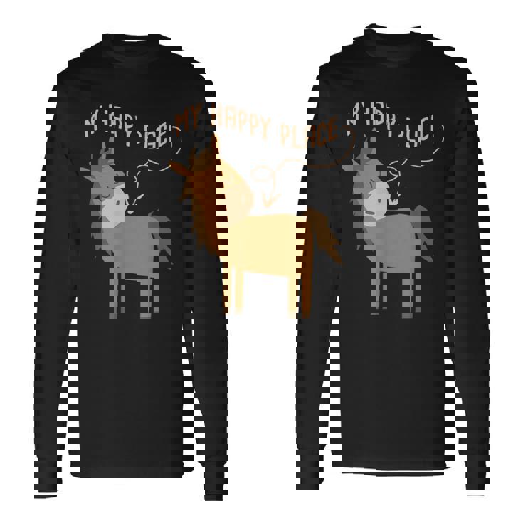 マイハッピープレイス I 馬好き I 乗馬 I 馬術用の馬 長袖Tシャツ