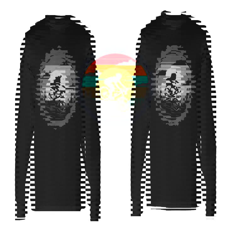 マウンテンバイク サイクリング レトロ ヴィンテージ Mtb 自転車ライダー 長袖Tシャツ