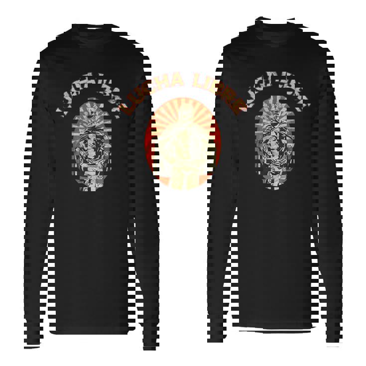 マスクに入ったレスラー ルチャリブレ メキシコレスリング 長袖Tシャツ