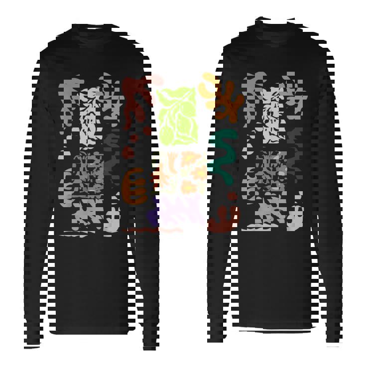 マティス風絵画 ボタニカル 花柄 抽象模様 長袖Tシャツ