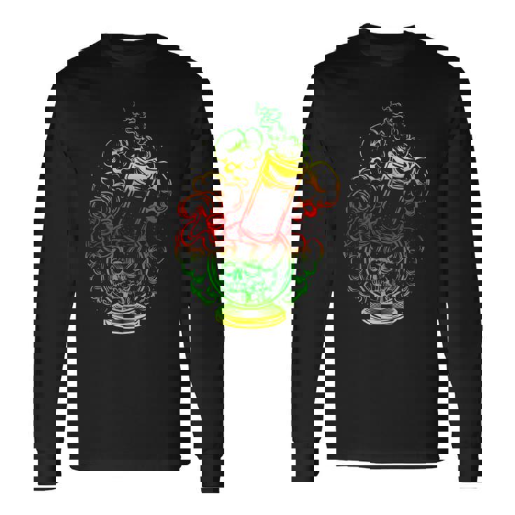 マリファナ スカル ボング 大麻 ウィード 420 ラスタ ギフト 長袖Tシャツ