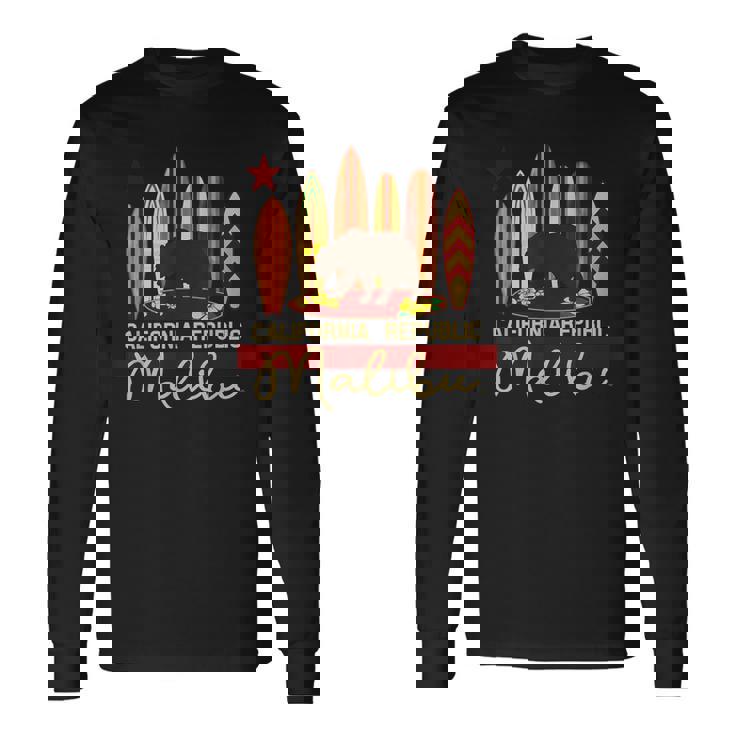 マリブ カリフォルニア リパブリック ベア サーファー 記念品 長袖Tシャツ