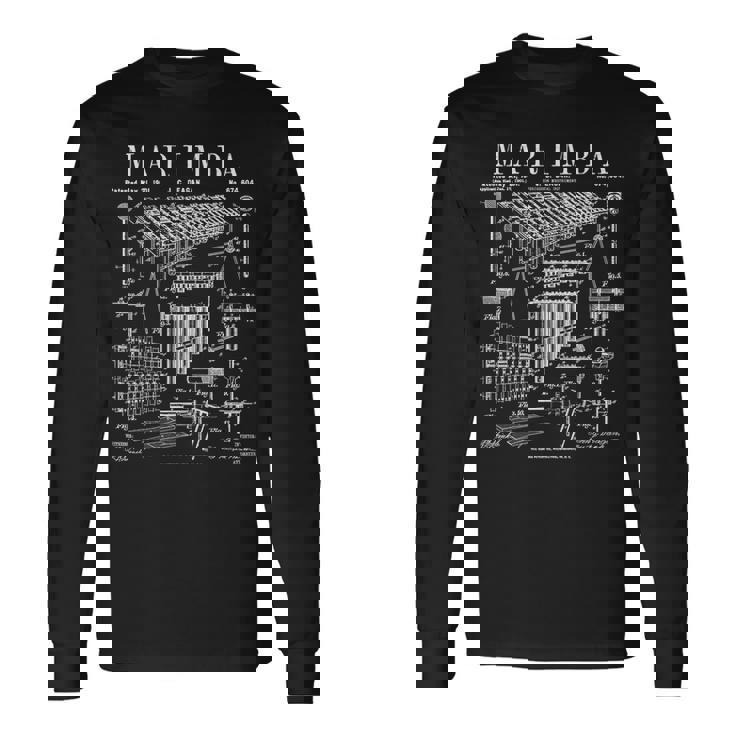 マリンバ奏者 パーカッション 楽器 ヴィンテージ 特許 長袖Tシャツ