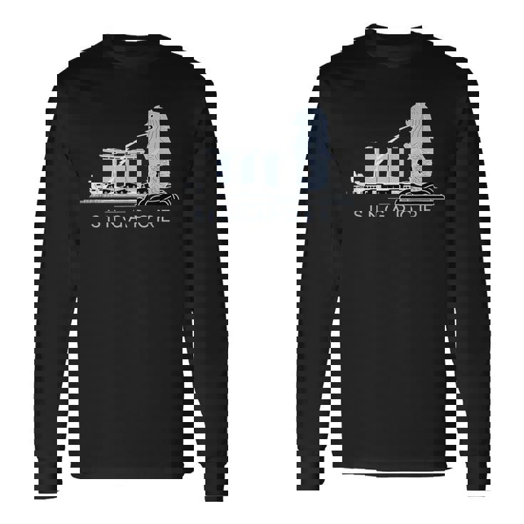 マリーナベイサンズ、マーライオンのスカイラインデザイン、象徴的なシンガポール 長袖Tシャツ