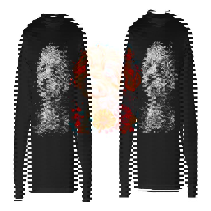 マルチプー犬 グラフィック ペット イラスト マルチプー 長袖Tシャツ