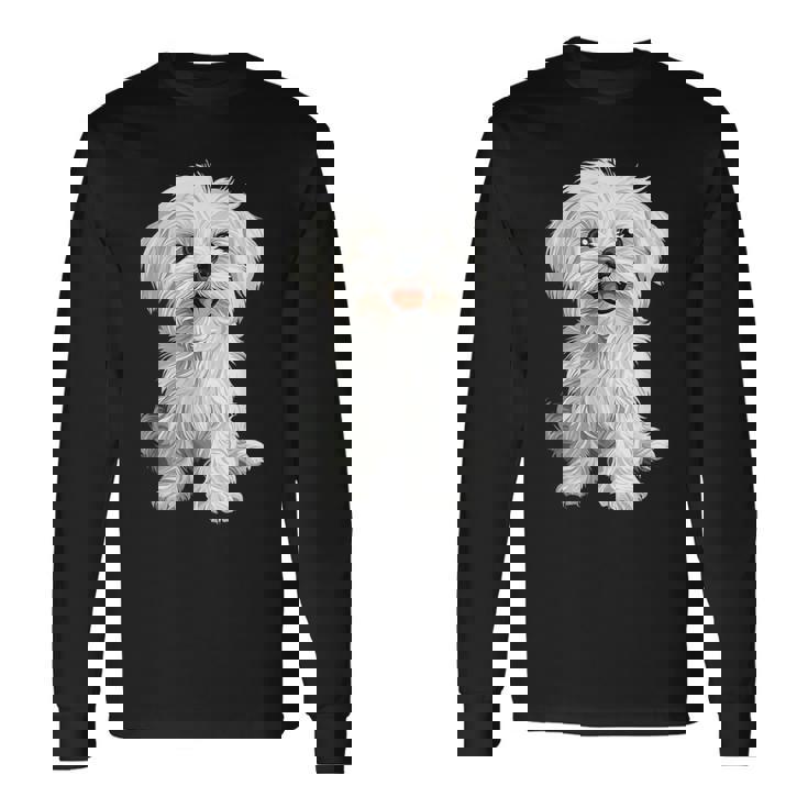 マルチーズ 犬 グラフィック ペット イラスト マルチーズ 長袖Tシャツ ギフトのアイデア