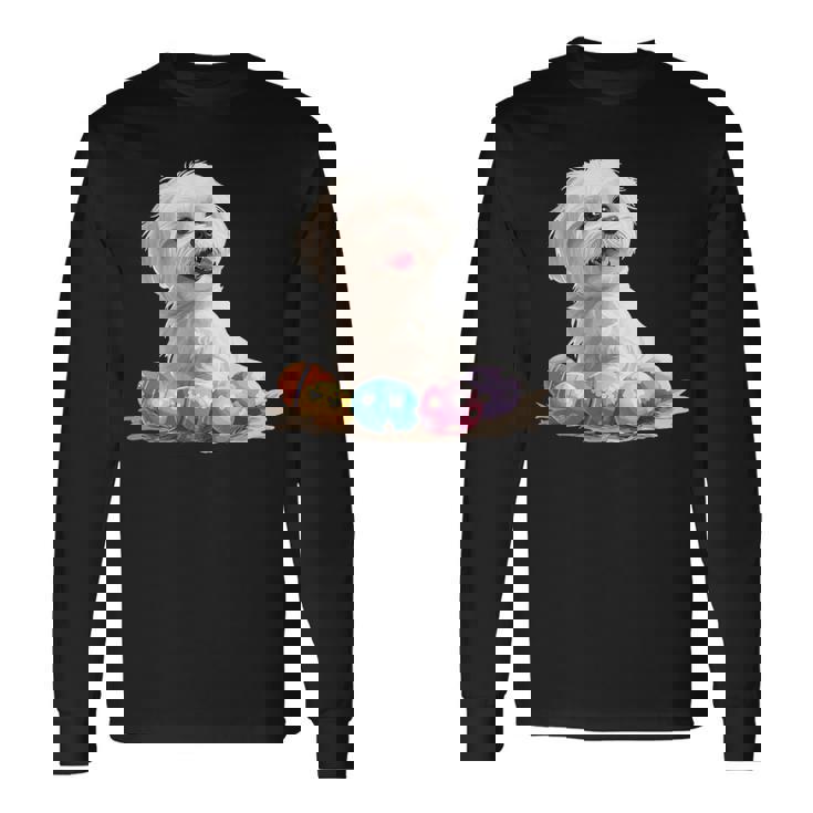 マルチーズ 犬 犬種 ハッピーイースター メンズ レディース キッズ 長袖Tシャツ ギフトのアイデア