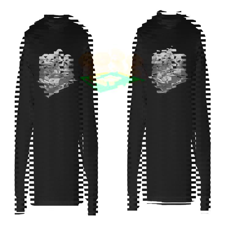 マルチーズ 犬 麻雀 面白いtシャツ 文字入り メンズ おもしろ 面白い 服 おもしろグッズ ネタ 雀士 長袖Tシャツ