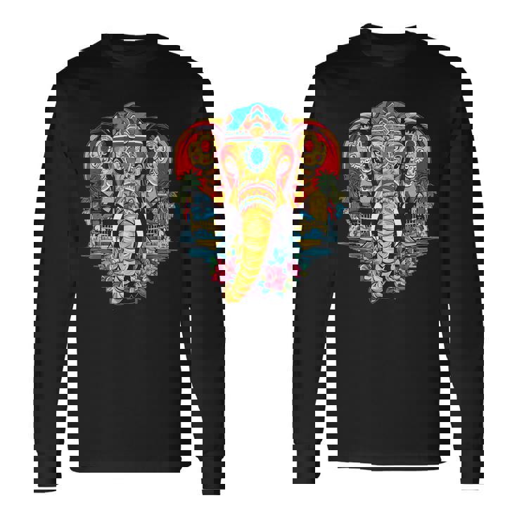 マンダラ タイ 象 恋人 タイ バックパッカー 長袖Tシャツ