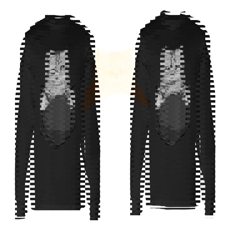 マンチカンポケットの中の猫猫好き 長袖Tシャツ