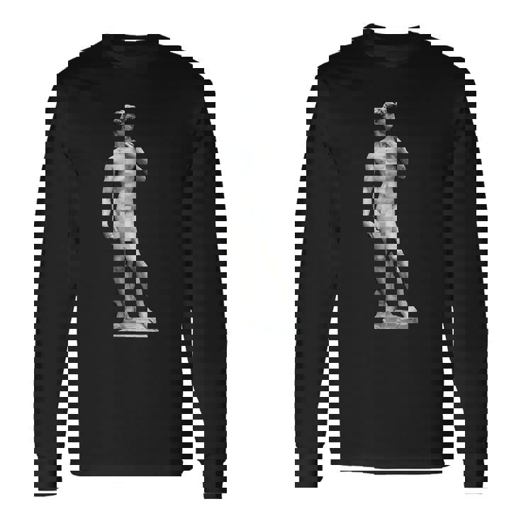 ミケランジェロのダビデ像 巨大なピクセル化されたペニス 長袖Tシャツ