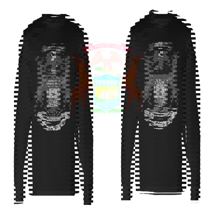 ミシガン州旗国章 長袖Tシャツ