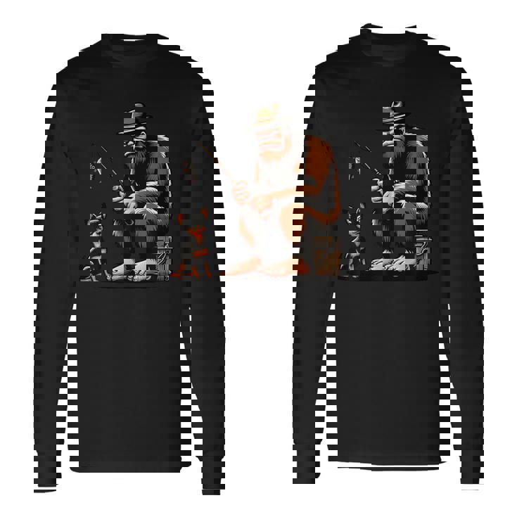 ミニチュア ピンシャー ビッグフット サスカッチ 犬 面白い 釣り 長袖Tシャツ