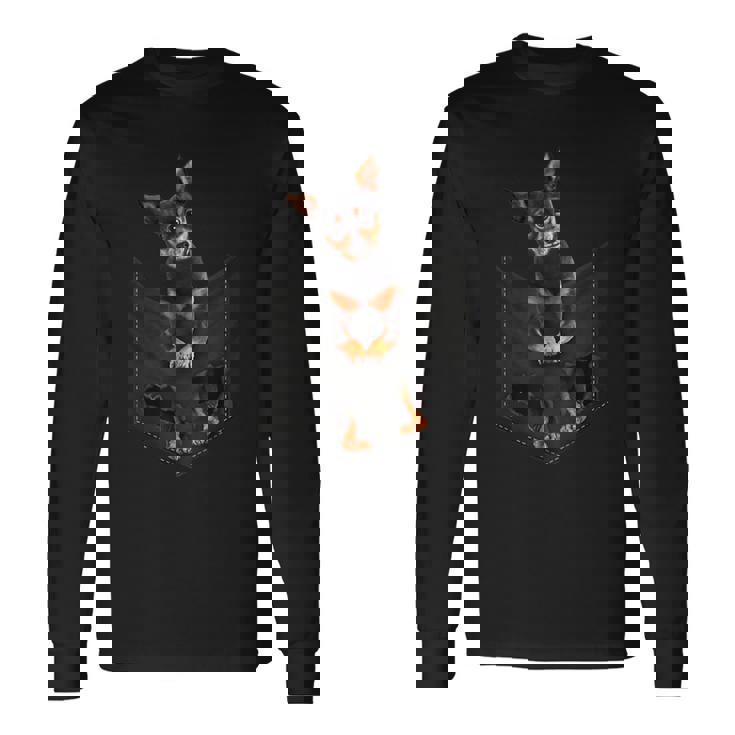 ミニピン愛好家のためのポケットに入った面白いミニチュアピンシャー。 長袖Tシャツ