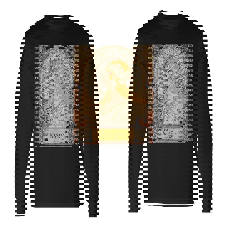 ミュシャラプリュムゾディアックレディアールヌーボー 長袖Tシャツ