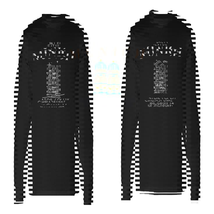 ミュンヘン、バイエルン、ドイツ、フラウエンキルシェの塔 長袖Tシャツ