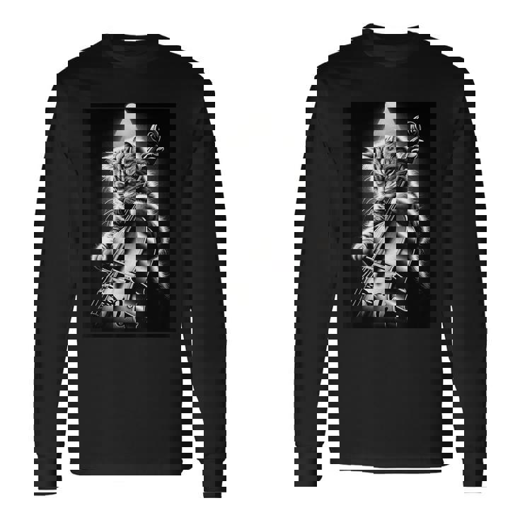ミュージシャン チェロ奏者 面白い猫 チェロ奏者 長袖Tシャツ ギフトのアイデア