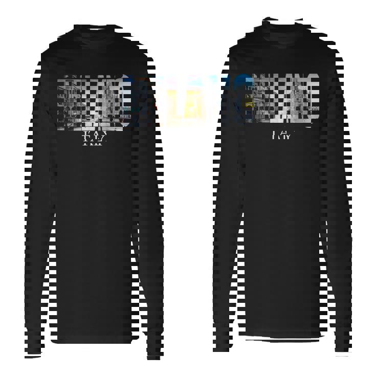 ミラノイタリア-ミラノイタリアファッションイタリアングラフィック 長袖Tシャツ