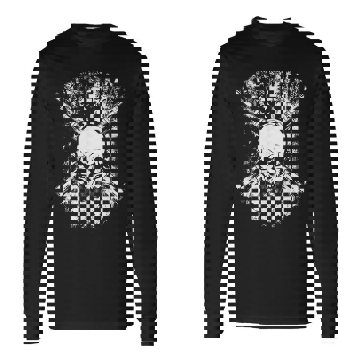 ミリタリー スカル シャツ メンズ 長袖Tシャツ