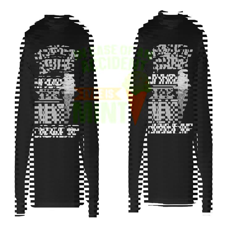 ミントチョコチップフレーバー ワッフルコーン ミントアイスクリーム 長袖Tシャツ