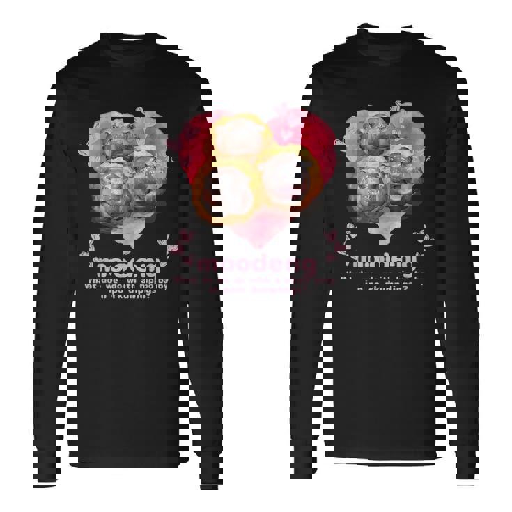 ムーデン君が 豚肉団子 になっちゃった！可愛いカバの赤ちゃん 長袖Tシャツ