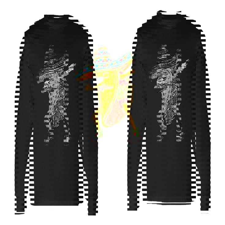 メキシコのタコスをダビングする Cinco De Mayoビンテージ 長袖Tシャツ