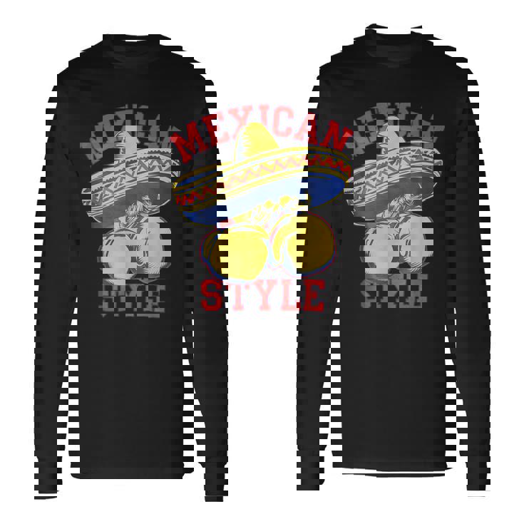 メキシコボクシングスタイル メキシコ国旗 メキシコボクシングスタイルフラッグ 長袖Tシャツ