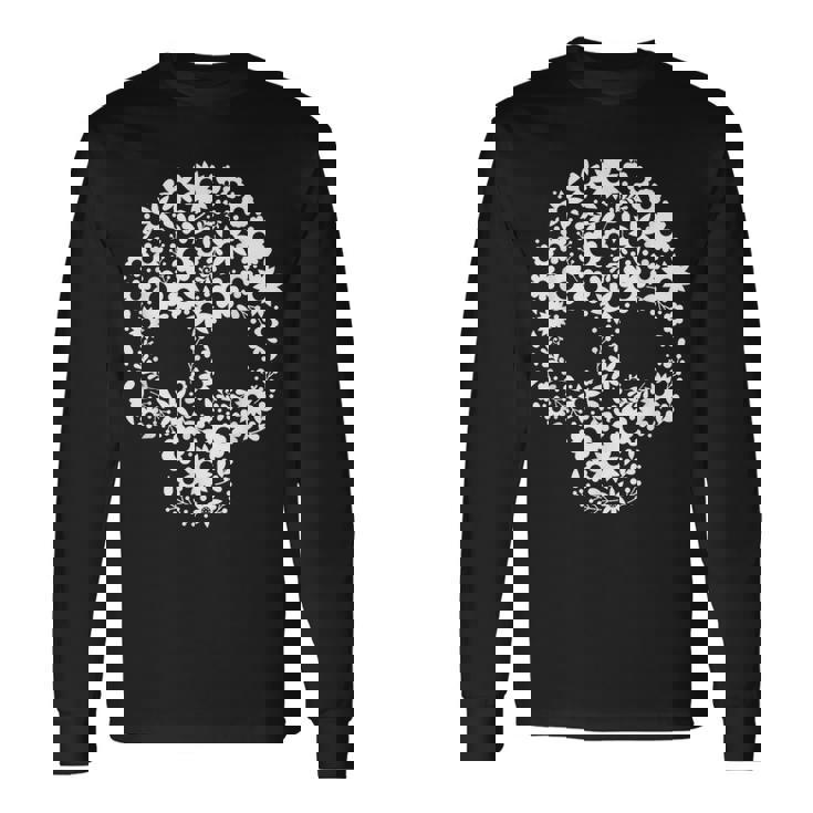 メキシコ人のための死者の日デザインのシュガースカルカラベラ 長袖Tシャツ