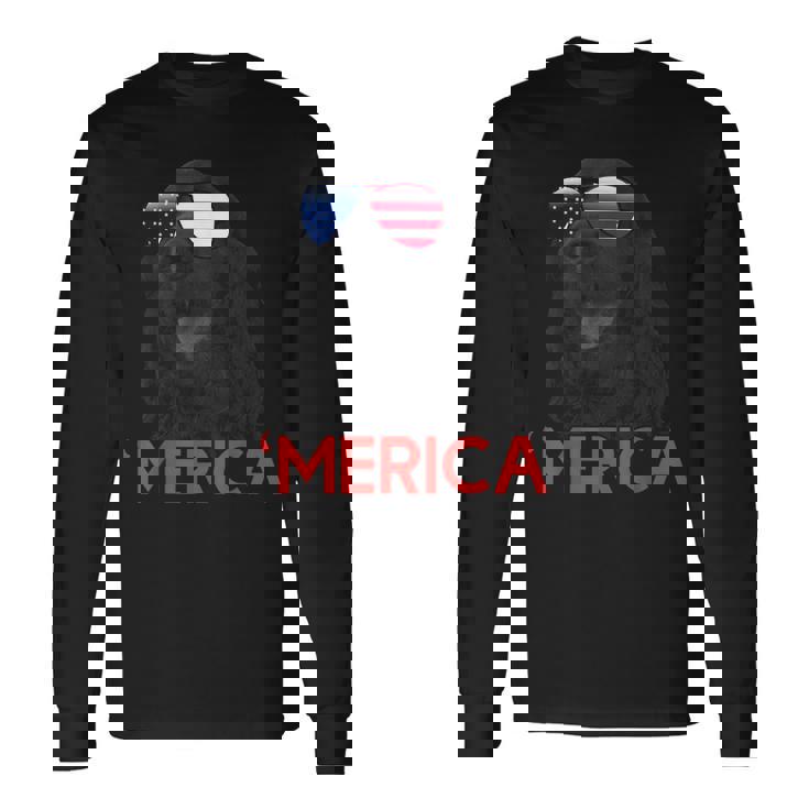 メリカ Englsh Cockerspaniel アメリカ国旗 7月4日 長袖Tシャツ