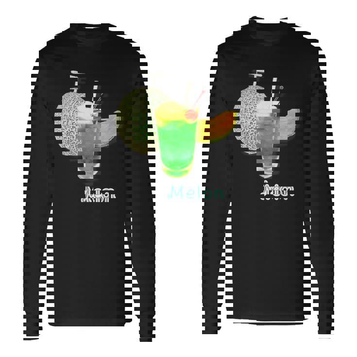 メロン 3 Melon メロンソーダ クリームソーダ カット 『デリシャス フルーツ』果物 リアル 面白い イラスト 長袖Tシャツ