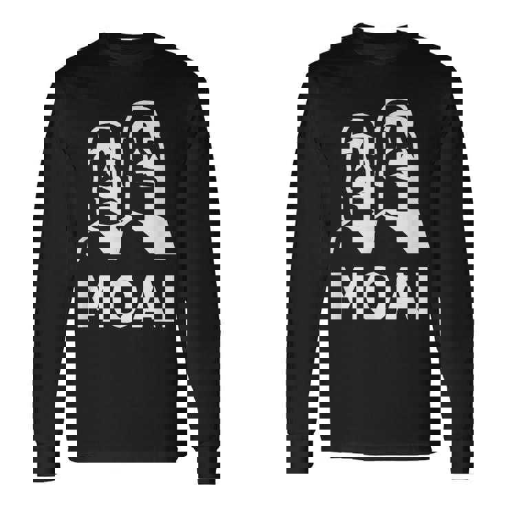 モアイ像 イースター島の頭 ポリネシア 長袖Tシャツ