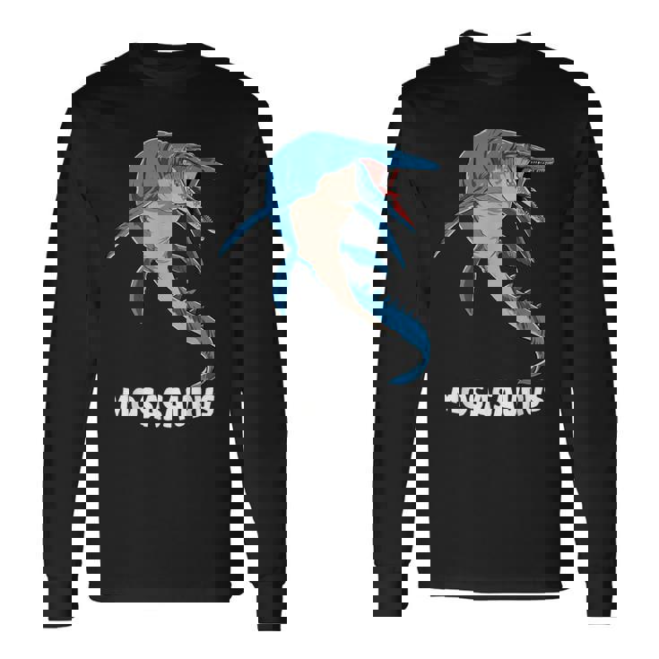 モササウルス 先史時代デザイン 長袖Tシャツ
