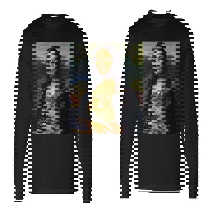 モナリサダヴィンチ プリントシャツ 柴犬とモナリサ 長袖Tシャツ