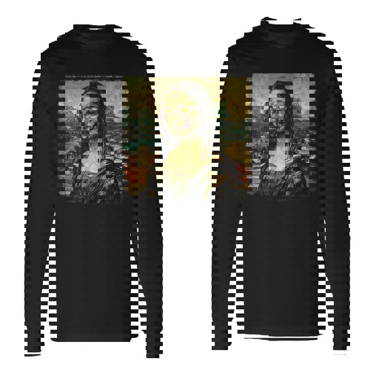 モナリザ ゾンビ ハロウィン 美術教師 モナリザ 長袖Tシャツ