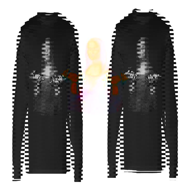 モナリザ 面白いtシャツ ジム 筋トレ 絵画 美術 メンズ おもしろ 面白い 服 おもしろグッズ ネタ 長袖Tシャツ