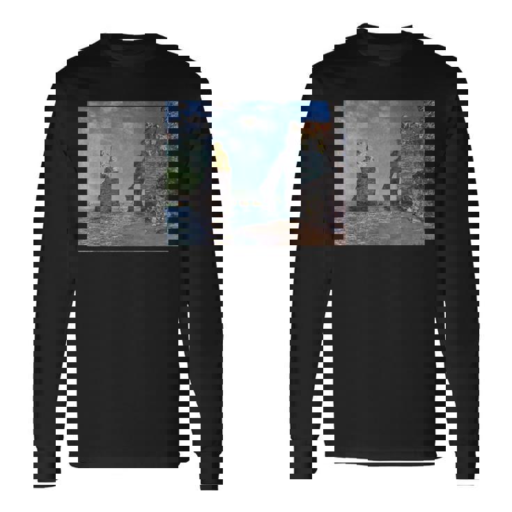 モネのエトルタの断崖 長袖Tシャツ