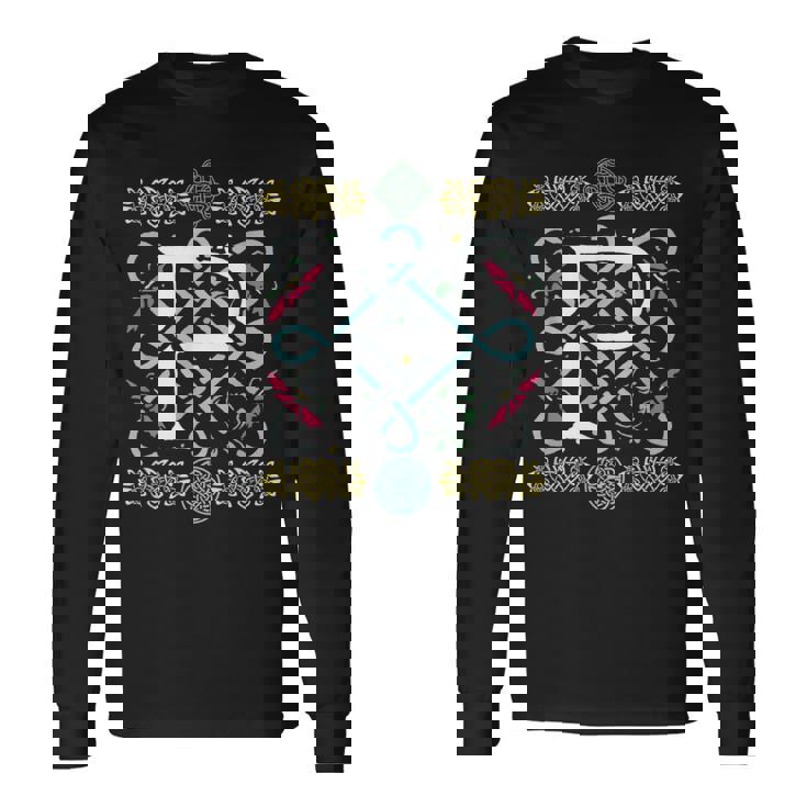 モノグラム 文字 P ケルト ヴィンテージ レトロ 長袖Tシャツ