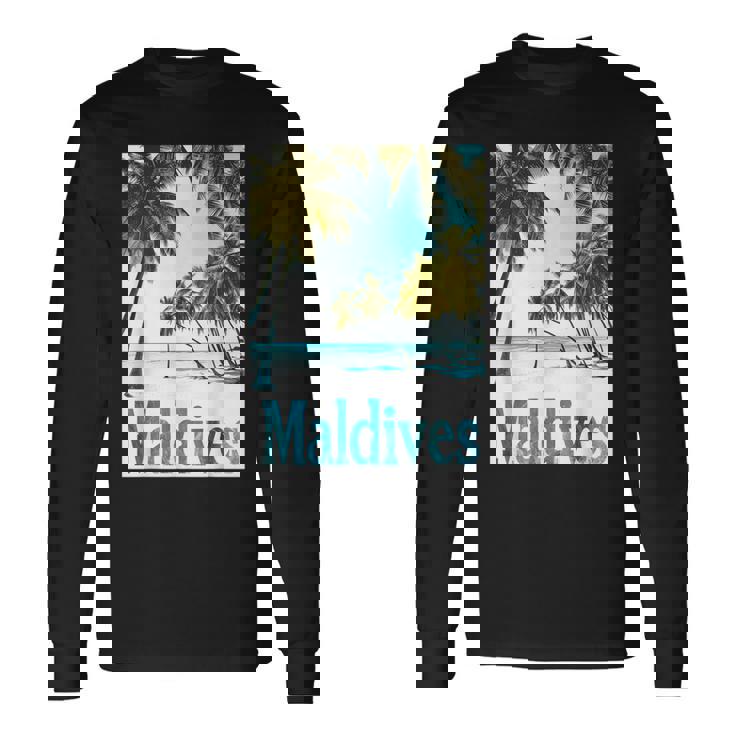 モルディブ島 ビーチ 熱帯風景 旅行 お土産 長袖Tシャツ