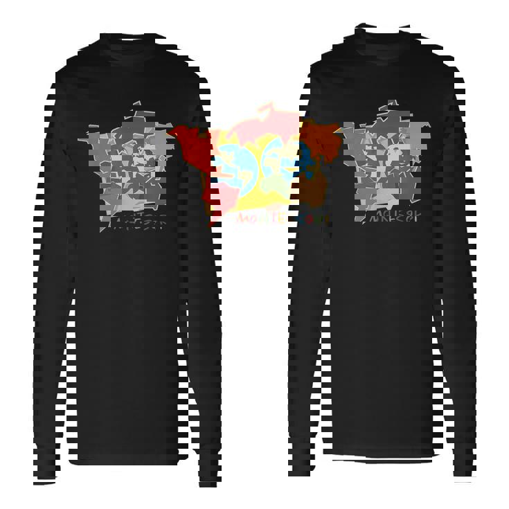 モンテッソーリ大陸の地図 長袖Tシャツ ギフトのアイデア