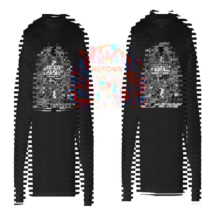 モータウン時代の懐かしい音楽デザイン 長袖Tシャツ
