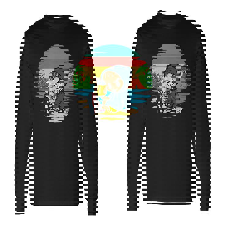 ヤシ、ビーチ、海、寒さ、太陽。 長袖Tシャツ