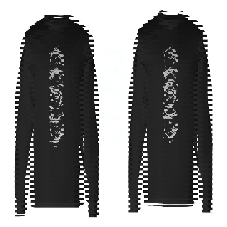 ヤモリ ムーンフェイズ トカゲ 爬虫類 長袖Tシャツ