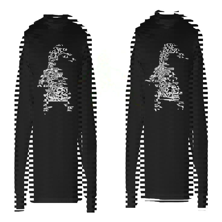 ヤモリ 爬虫類 モチーフ カラフル トカゲ 長袖Tシャツ