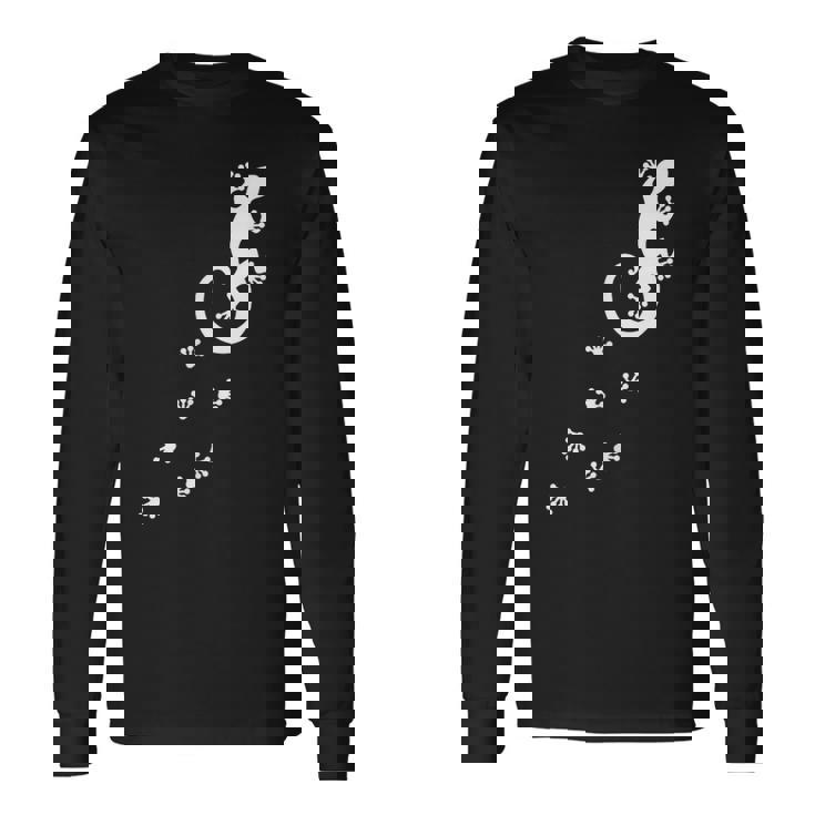 ヤモリ、トカゲ、サンショウウオ、爬虫類、動物、幸運、運勢、 足跡、足 長袖Tシャツ