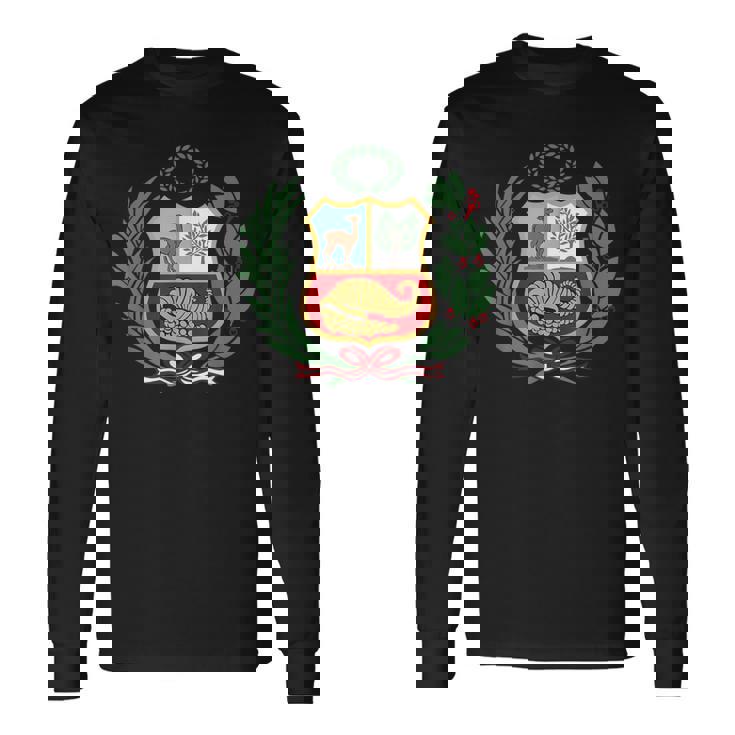 ユニセックス ペルーポロ ペルーストライプ レッド フットボール サッカー クレスト 長袖Tシャツ