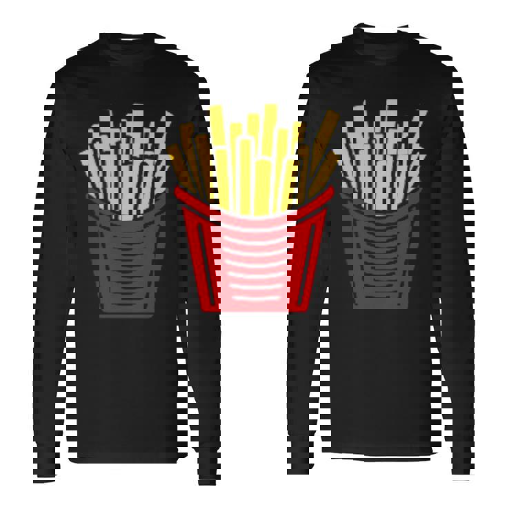 ユーモア 小さなミニマリスト シンプルなフライドポテト フライドポテト 長袖Tシャツ