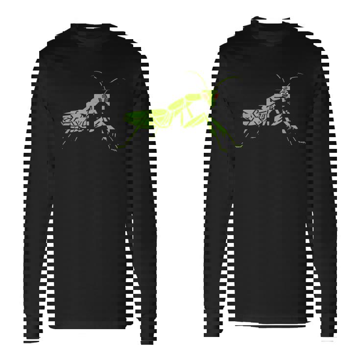 ユーモアのあるカマキリの昆虫 シンプルなカマキリ 長袖Tシャツ