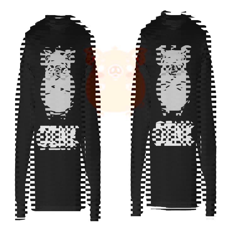 ユーモア豚 ミニマリスト かわいい 面白い豚 長袖tシャツ 長袖Tシャツ