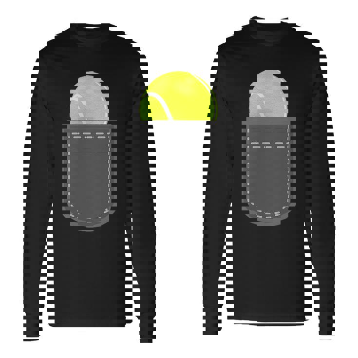 ユーモラスなテニスプレーヤーのための偽のポケットに入った面白いテニスボール 長袖Tシャツ